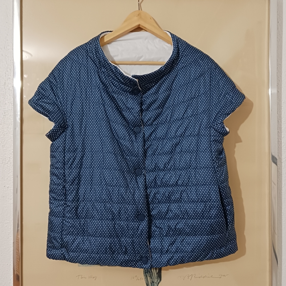 Patty Kim reversible blue / white vest puffer size M